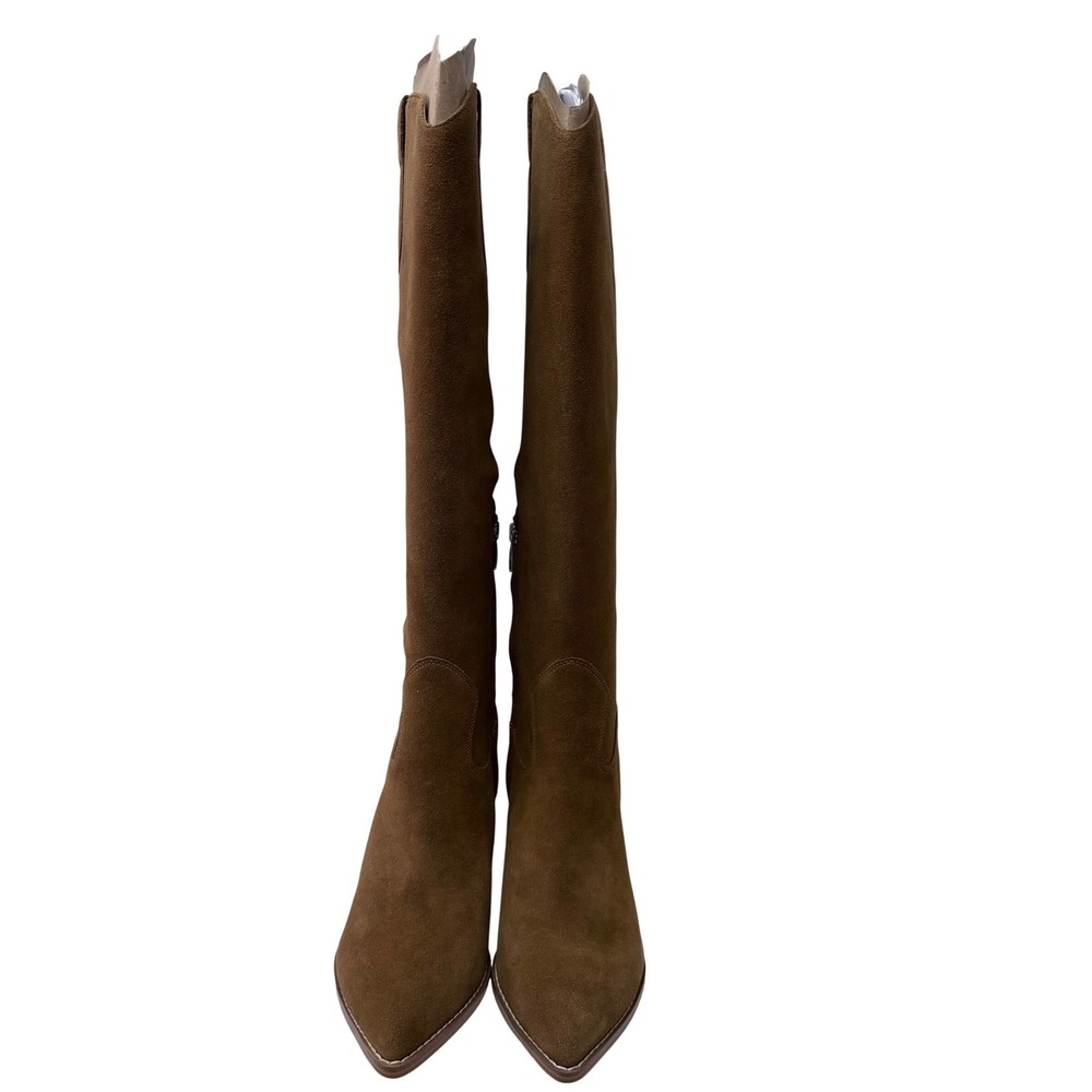 Nine West Bromwel Womens Med Natural Brown Suede Pointy Toe Block Heel Boots 9M - Picture 8 of 16
